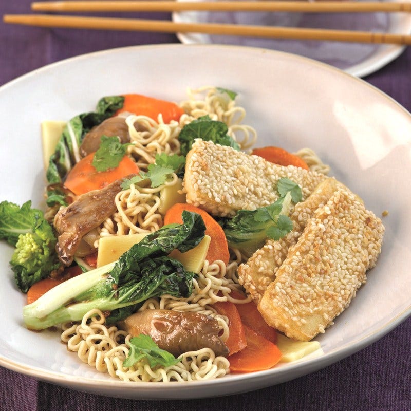 Photo de Tofu pané et nouilles prise par WW