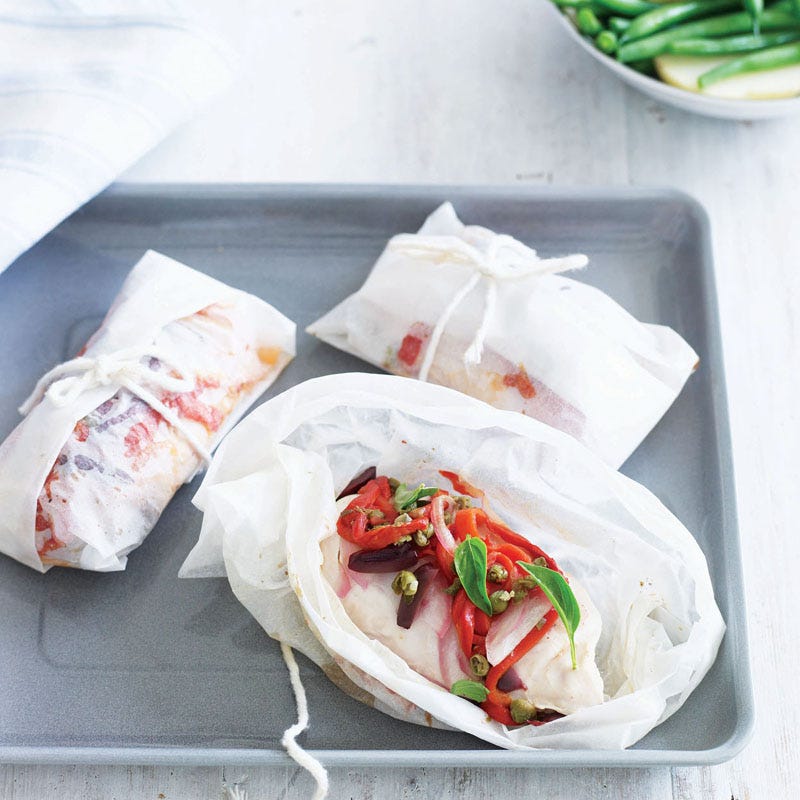 Steamed Italian chicken parcels