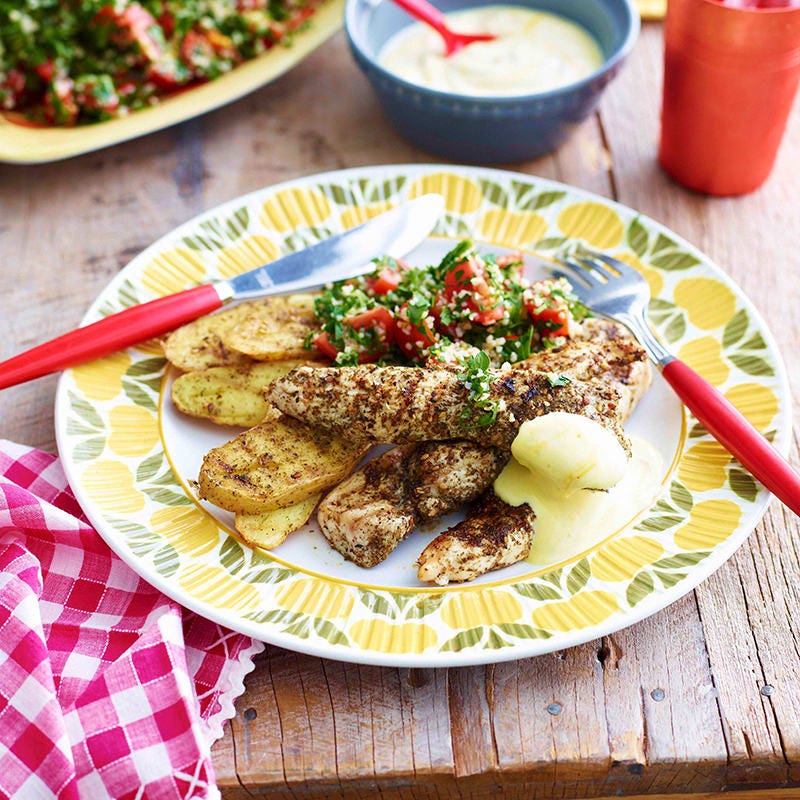 Za'atar and orange chicken with tabouli salad