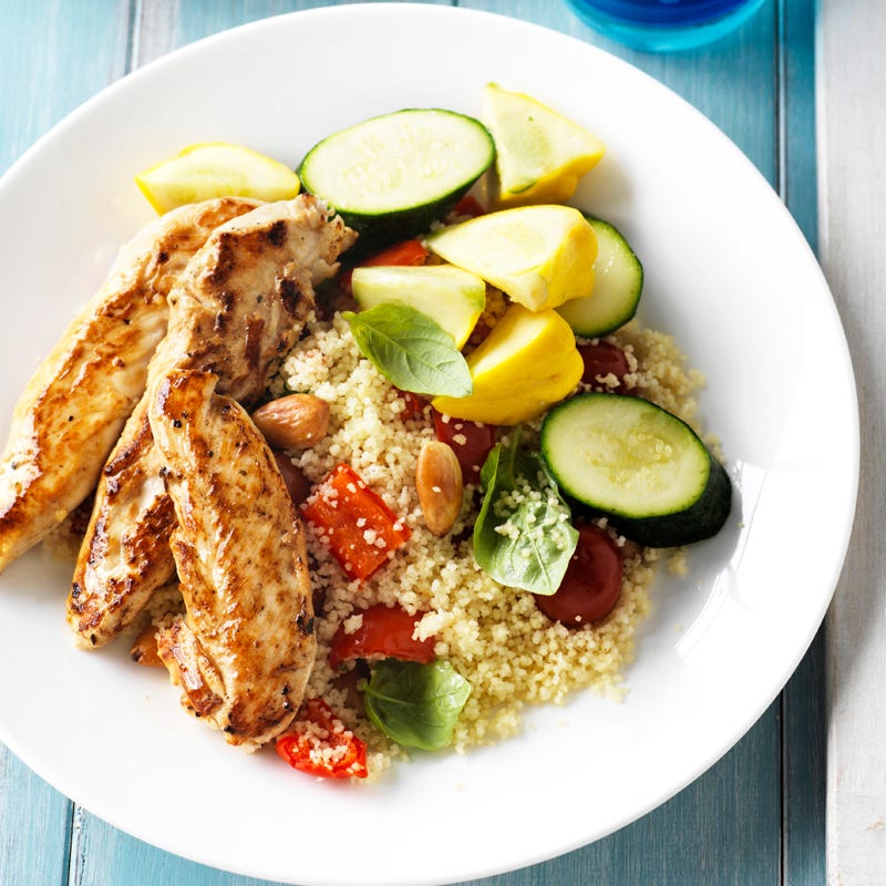 Photo of Lemon and garlic chicken with steamed squash by WW