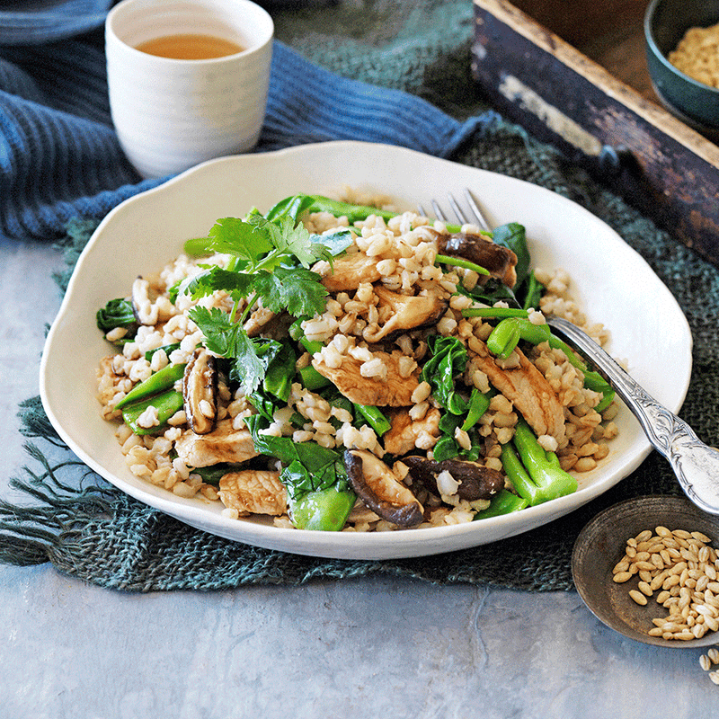 Stir-fried barley with pork