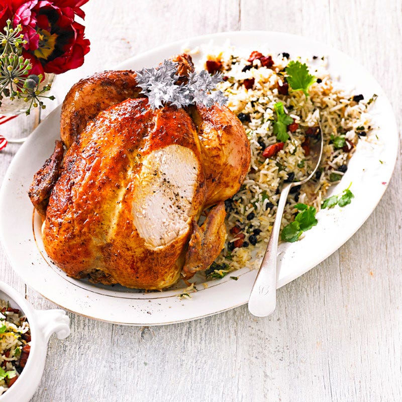 Roast paprika chicken with chorizo stuffing