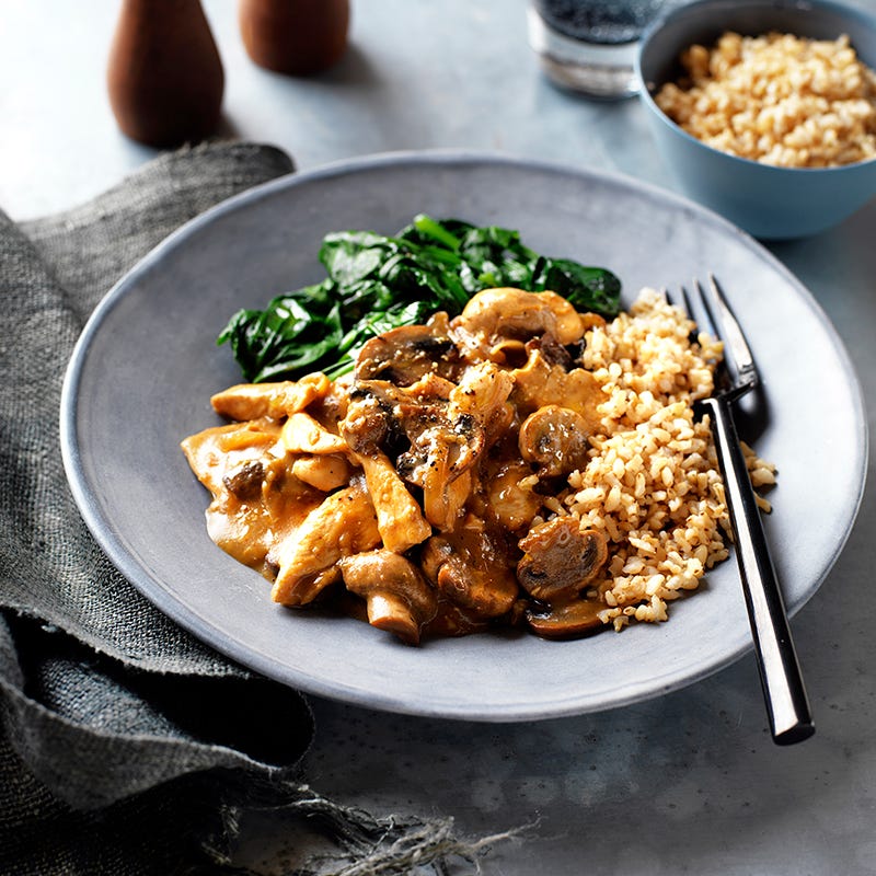 Chicken and mushroom stroganoff