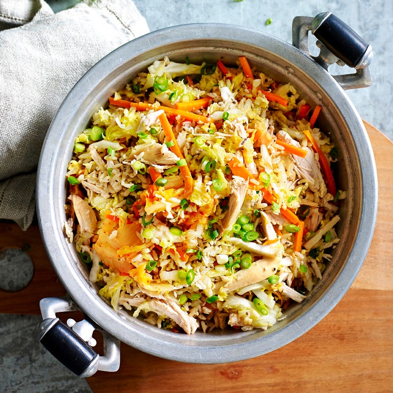 Photo of Korean chicken and kimchi fried rice by WW