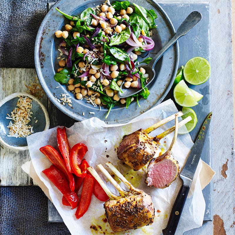 Photo of Indian-spiced lamb rack with coconut and chickpea salad by WW