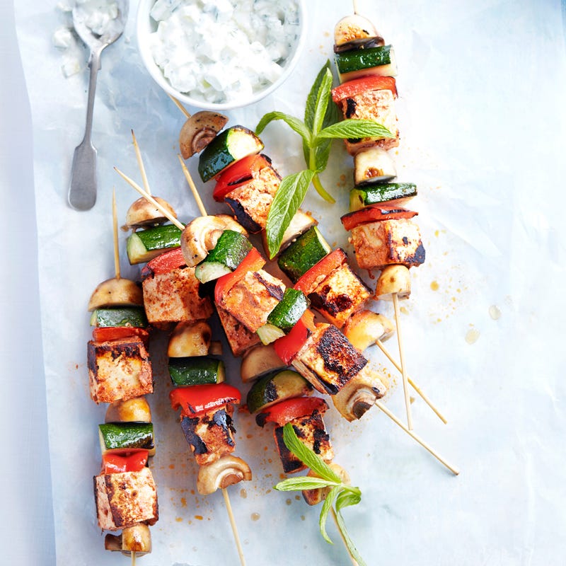 Tandoori tofu and vegetable skewers