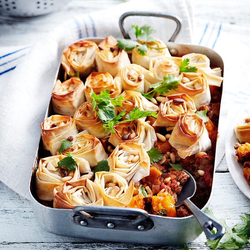 Photo of Moroccan-spiced pumpkin and lamb filo pie by WW