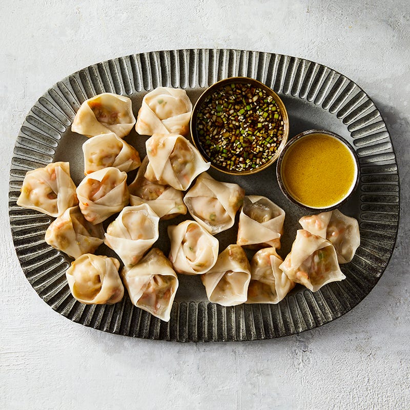 Steamed Vegetable Dumplings with Two Dipping Sauces