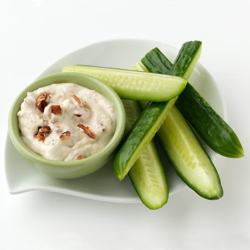 Cucumber Spears with Bacon Horseradish Dip