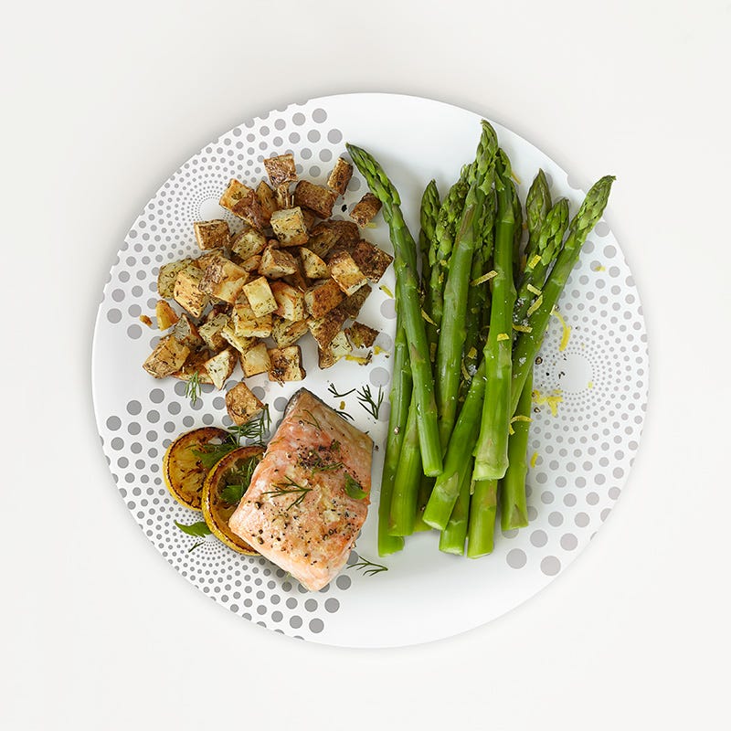 Photo of Portion Plate Salmon with Roasted Potatoes and Asparagus by WW