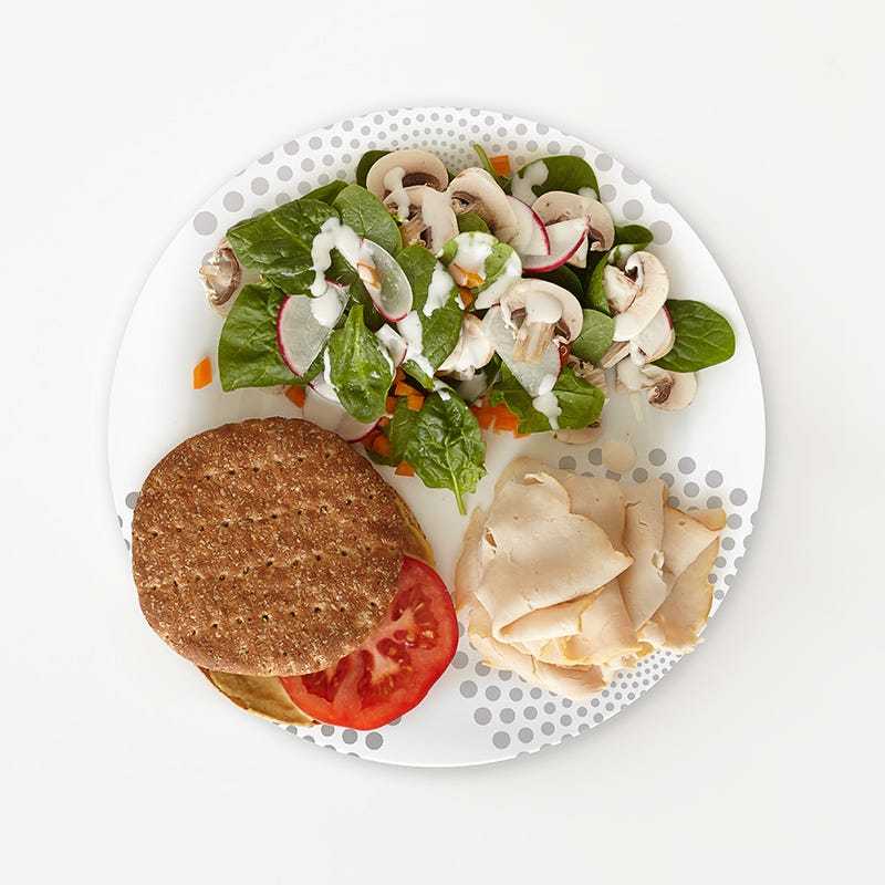 Photo of Portion Plate Turkey Sandwich and Side Salad by WW