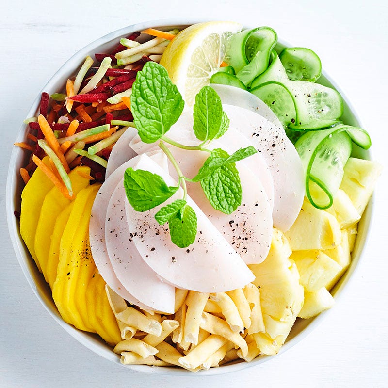 Tropical turkey salad bowl