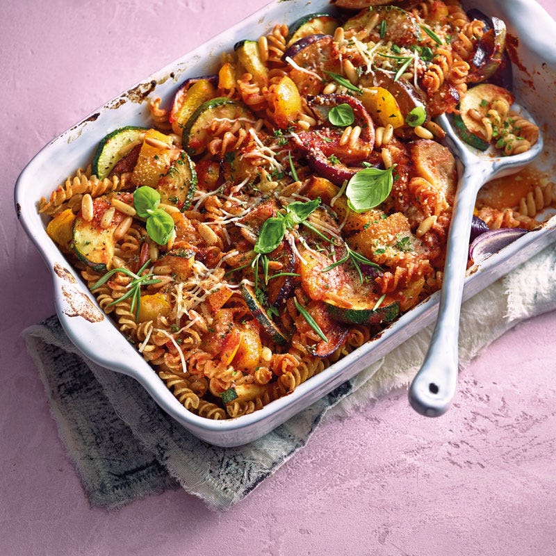 Ratatouille-Auflauf mit Vollkornnudeln