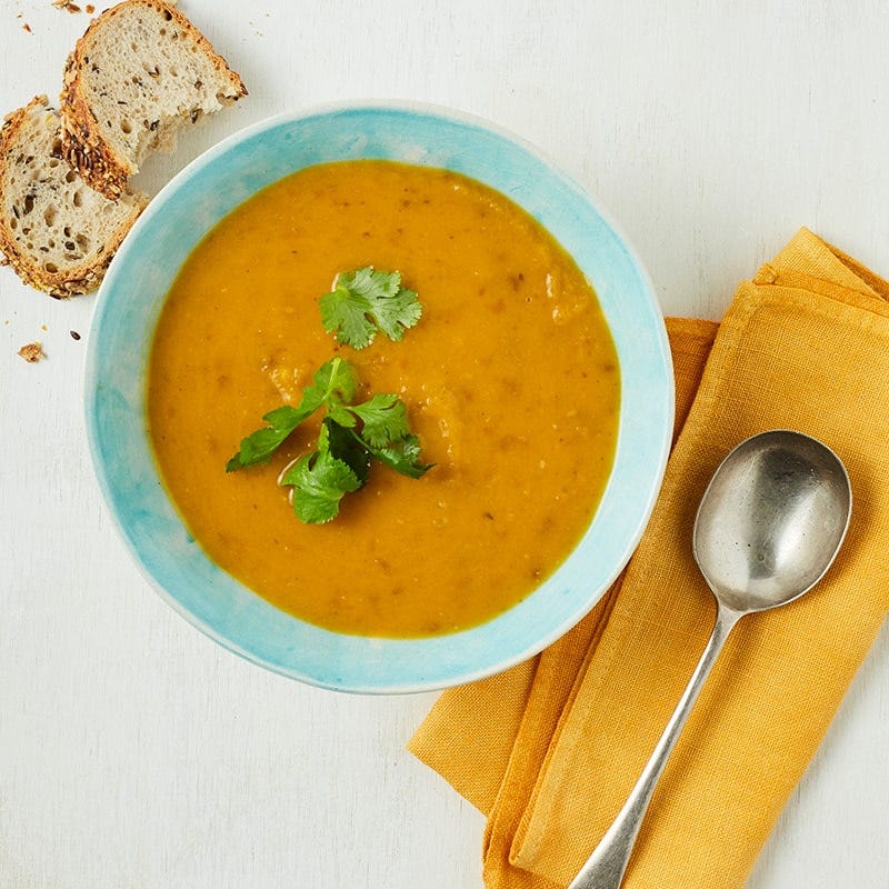 Roasted pumpkin and borlotti bean soup
