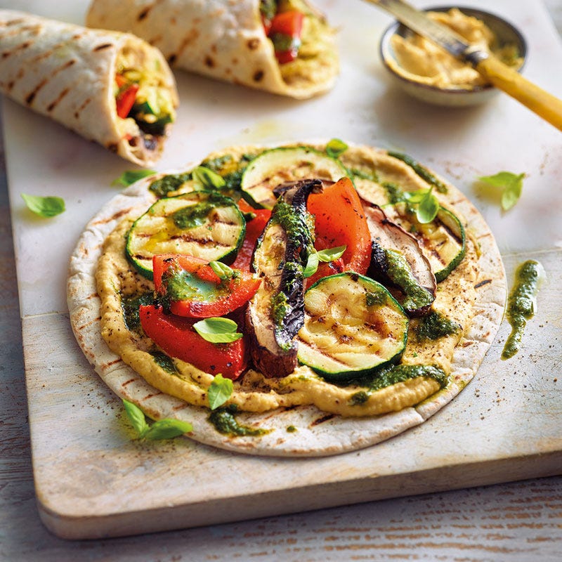Grillgemüse-Wraps mit Hummus