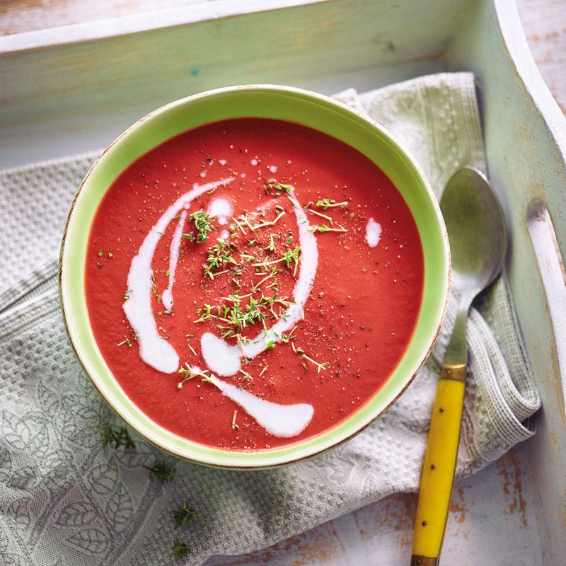 Randenuppe mit Kokosnussmilch / Rote-Bete-Suppe mit Kokosmilch