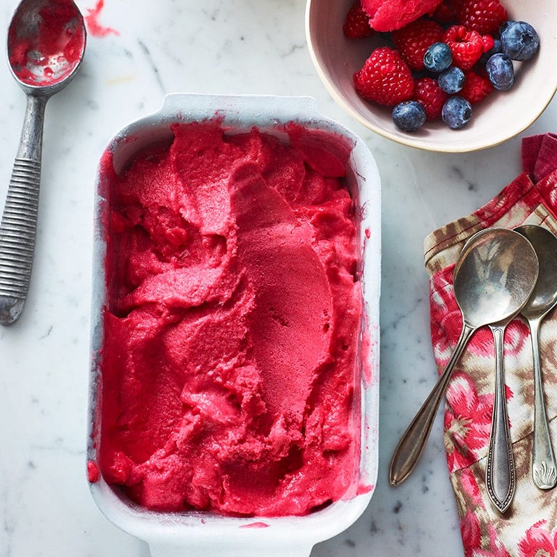Raspberry and elderflower sorbet