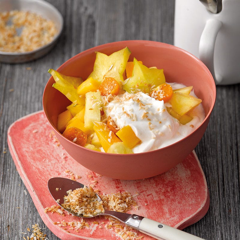 Kokosquark mit exotischen Früchten