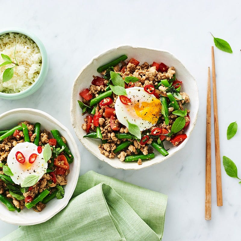 Pad Krapow (Thai basil chicken)