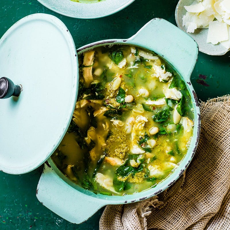 Pesto chicken soup
