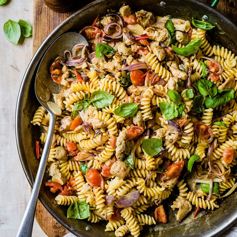 Chicken sausage and cherry tomato pasta