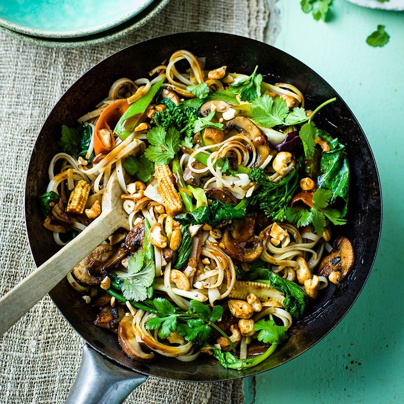 Mushroom, cashew and black bean stir-fry