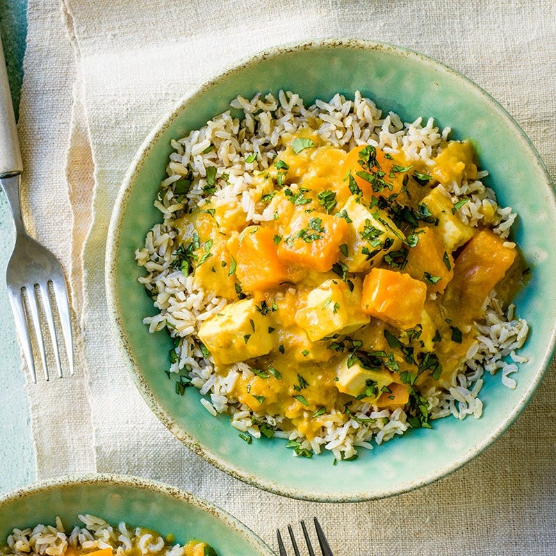 Butternut pumpkin and tofu Thai curry