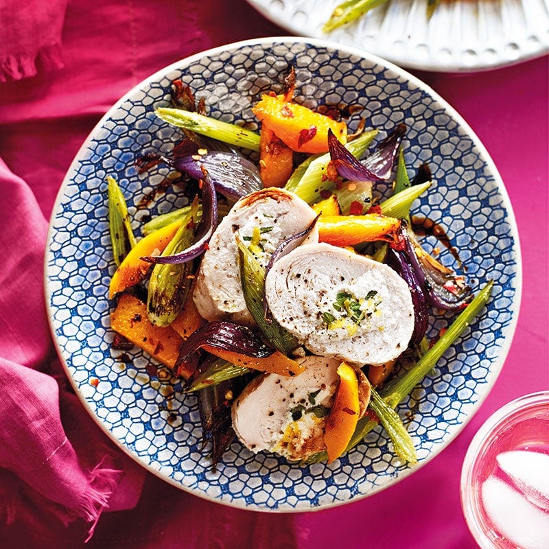 Ricotta-stuffed chicken with vegetables