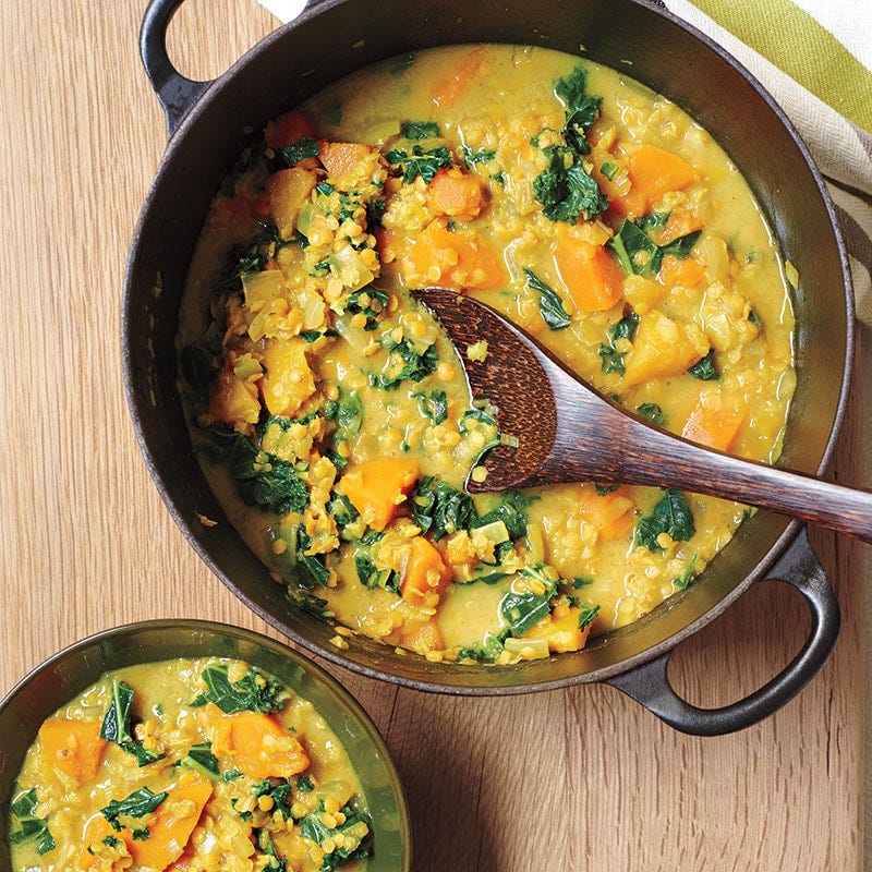 Pumpkin, kale & coconut curry