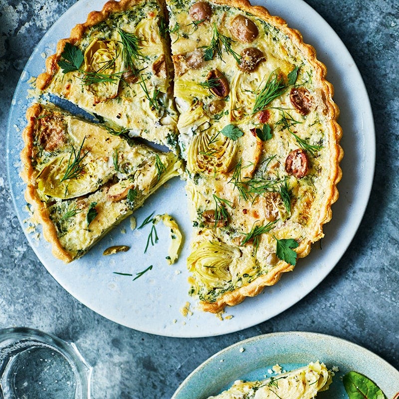 Olive and artichoke tart