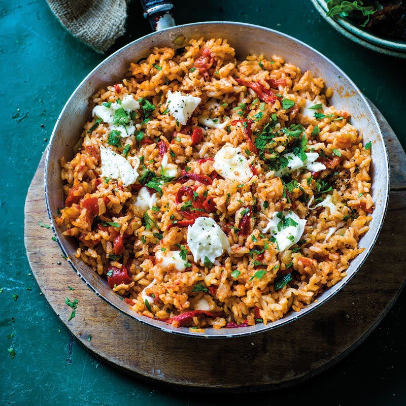 Peperoni-Risotto aus dem Ofen