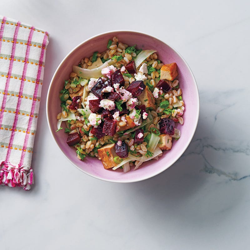 Dinkelsalat mit Randen und Fenchel