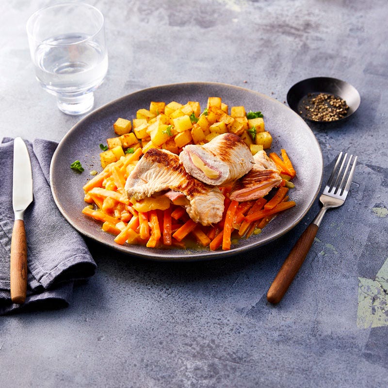 Cordon bleu mit Karottengemüse