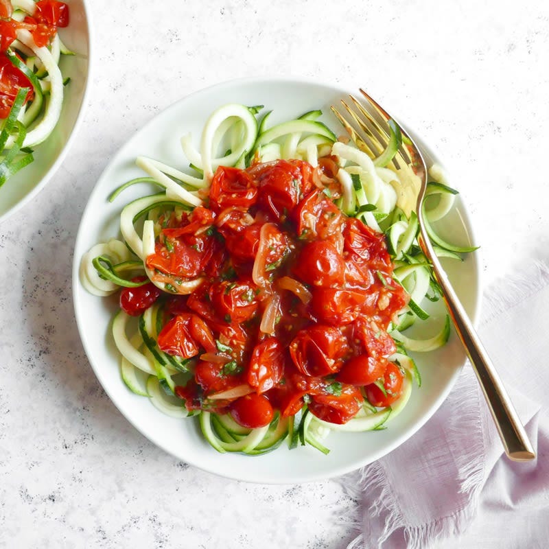 Zucchini noodles with roasted tomato pomodoro