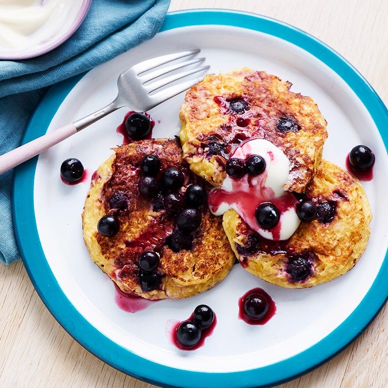 Blueberry cottage cheese pancakes
