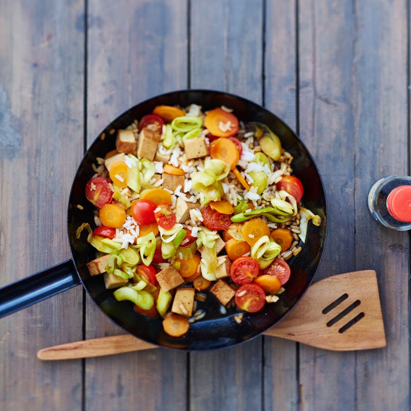 Schnelle Gemüse-Reis-Pfanne