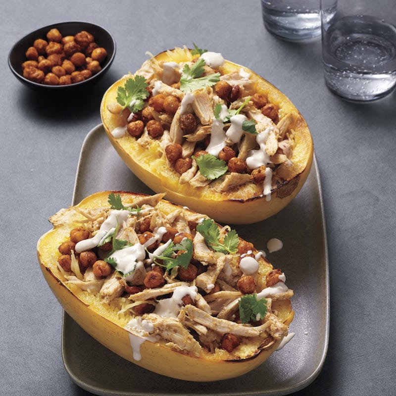 Spaghettikürbis mit Kichererbsen