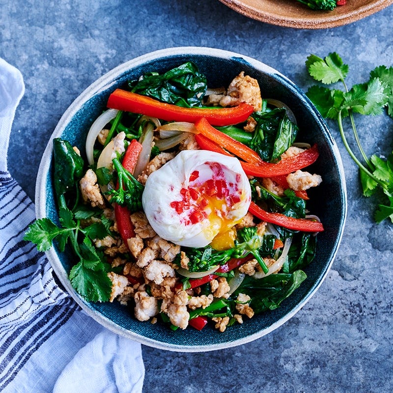 Asian chicken stir-fry with chilli eggs