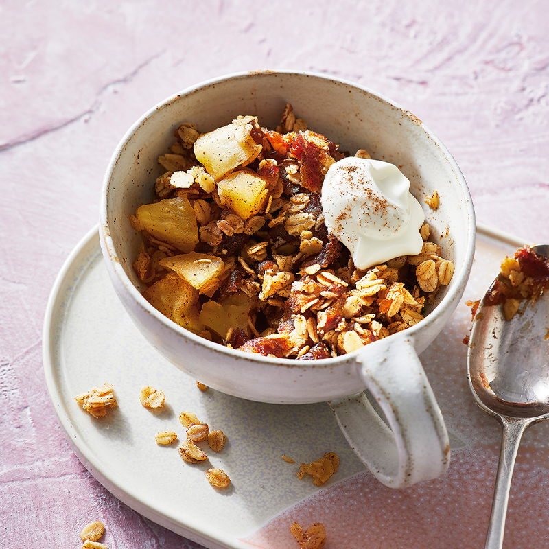 Date spiced apple crumble mug muffin