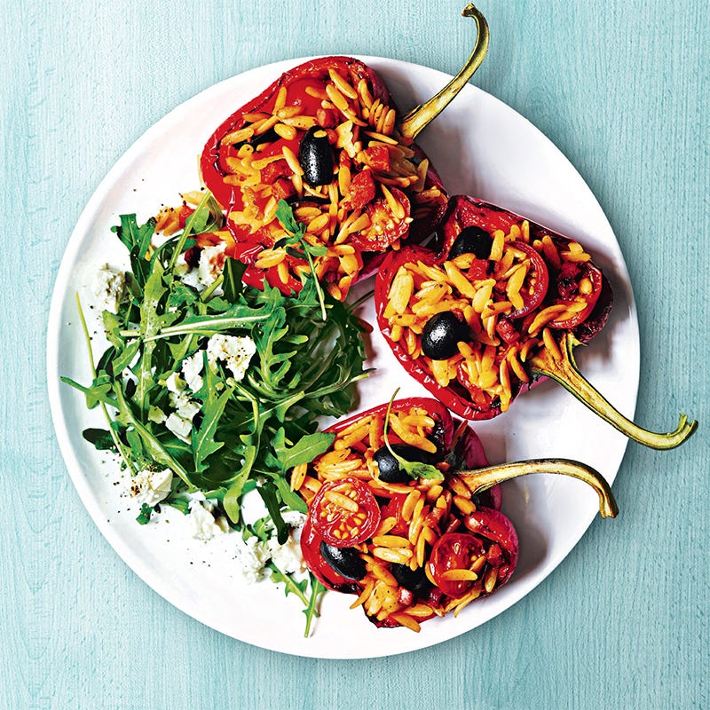 Risoni and chorizo stuffed capsicum