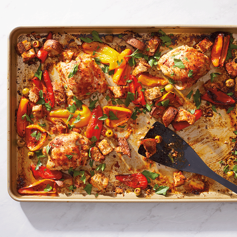Mediterranean chicken tray bake