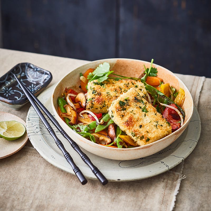 Tofuschnitzel mit Asiagemüse