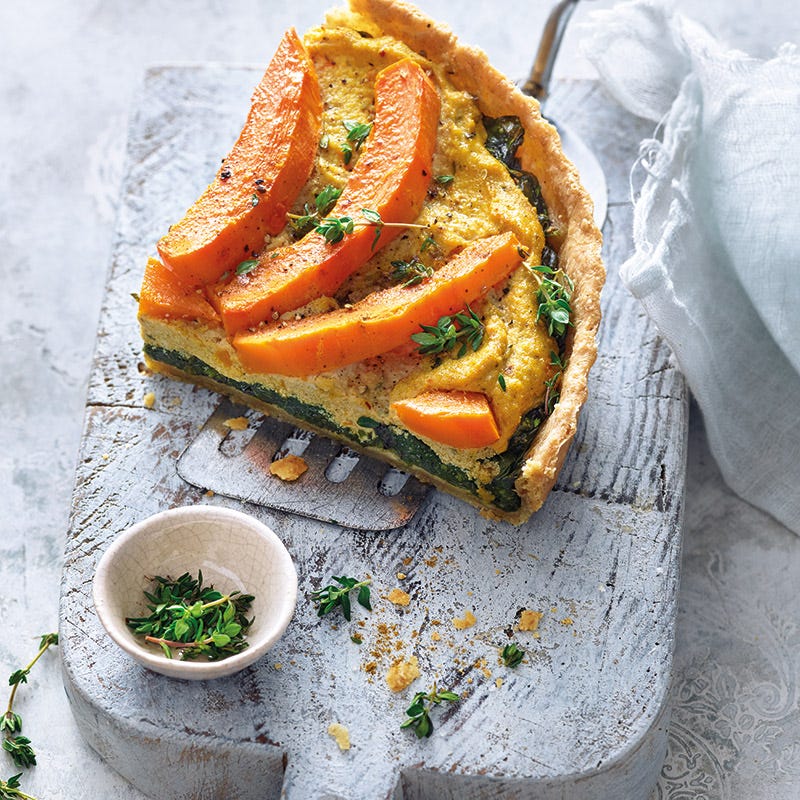 Vegane Kürbis-Spinat-Quiche